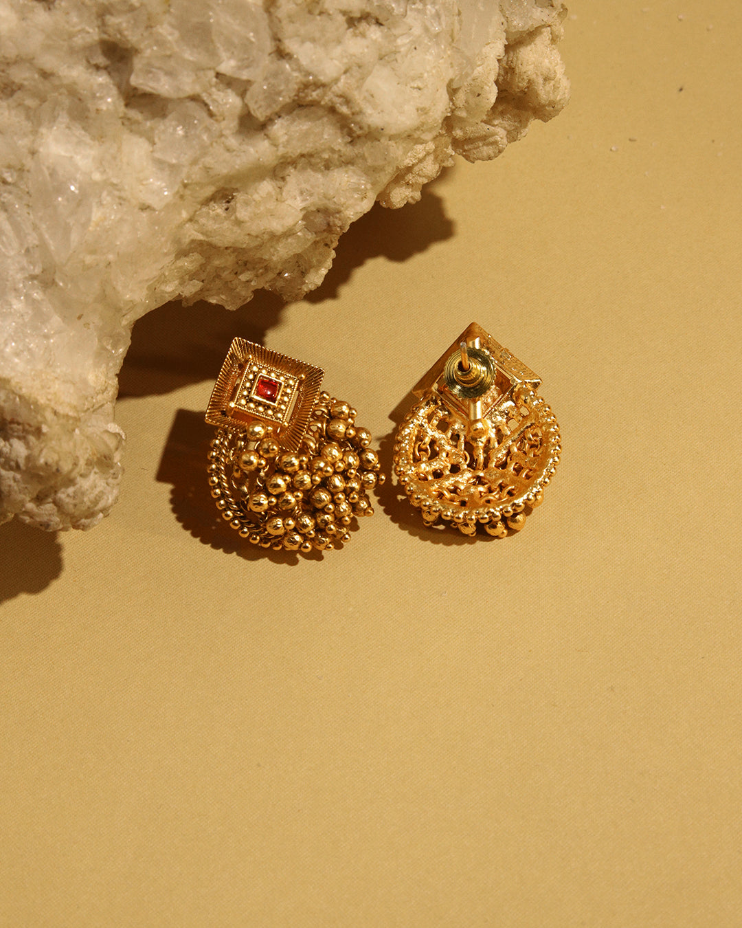 Sunehri gold tone stud earrings